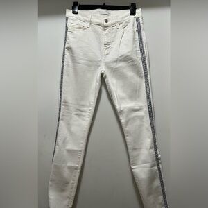 7 For All Mankind White Jeans with Blue Stripes